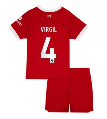 Maillot de foot Liverpool Virgil van Dijk #4 Domicile enfant 2023-24 Manches Courte (+ pantalon court)